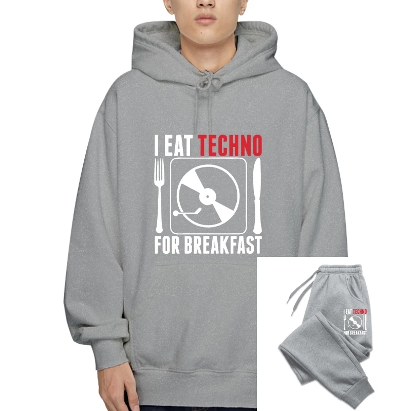 

Music T-Sweatshirt Hoodies Edm Sweatshirt Hoodies Techno Hoody I Eat Techno Pullover Music Festival Unisex Winter Autumn Outerwe