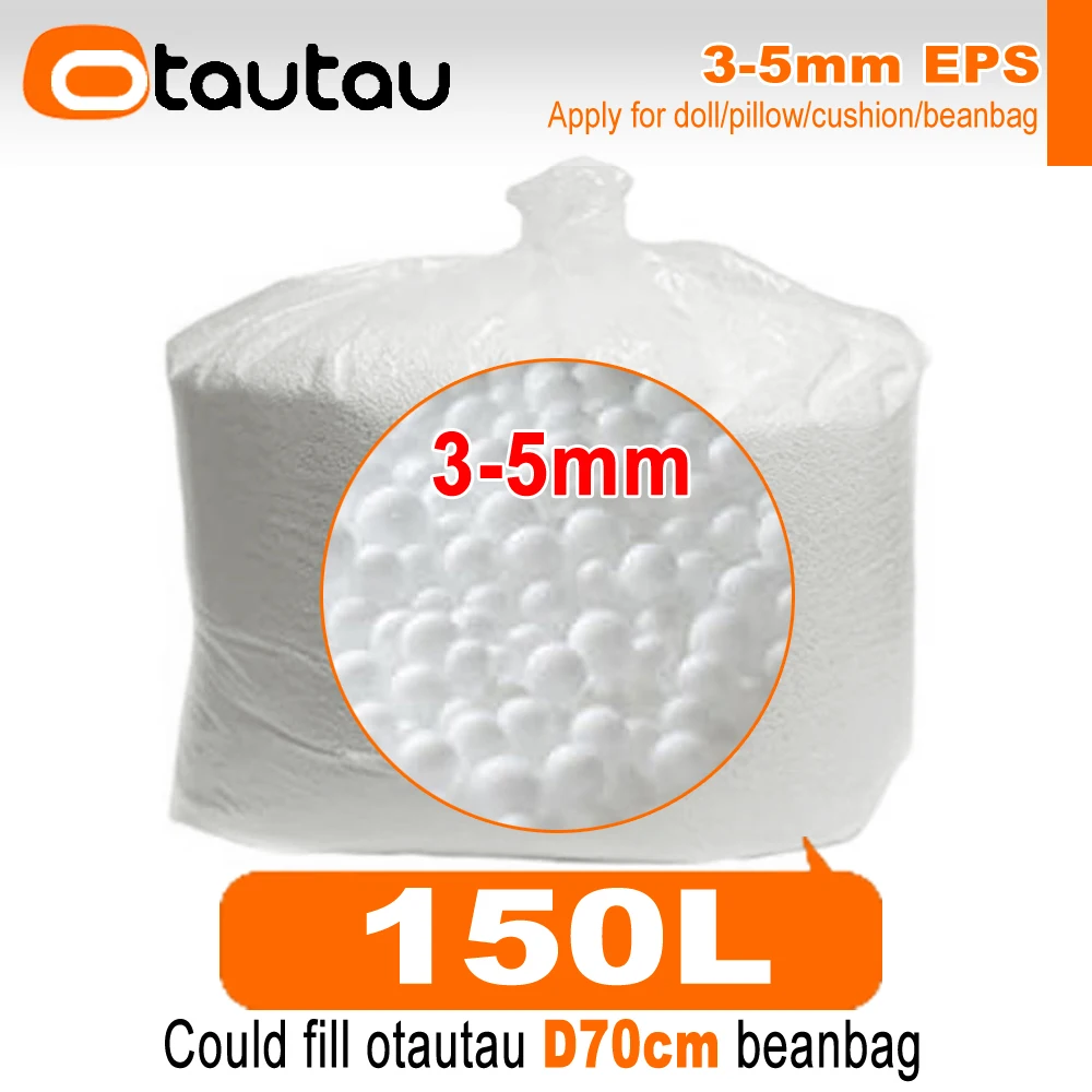 OTAUTAU 150/180/210/240L EPS Ball Filler for 2/3ft Beanbag Pouf 1-3-5mm Polyester Pillow Cushion Bean Bag Chair Snow Scene TL001