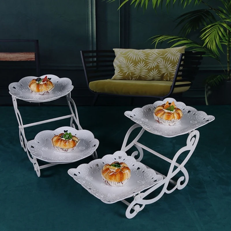 Metal Rod Fruit Plate Dessert Stand with Multiple Layers Detachable Cupcake Stand Holder 3 Tiers Cake Display Racks
