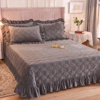 Soft velvet thicken winter bed cover Ruffle bed Plaid Linens Bedspread on the bed blanket quilt Bedspreads for double bed sheet 3