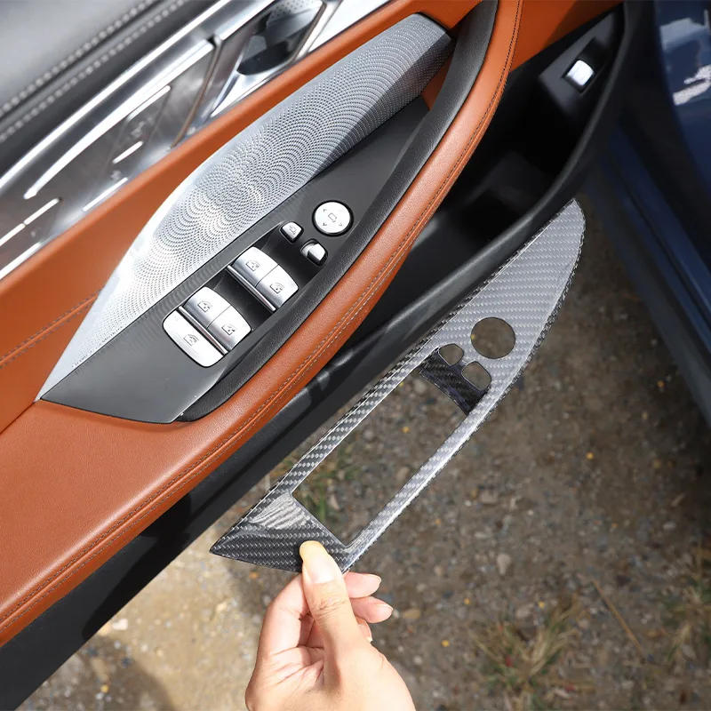 

Для BMW 8 серии G14 G15 2019-2022 натуральное углеродное волокно 2 двери купе стеклоподъемник кнопка панели рамка Декоративные стикеры аксессуары