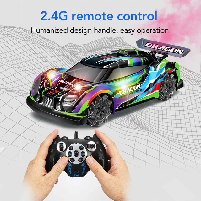 2.4G 4WD RC Car Com Alta Velocidade Corrida Drift, Brinquedos de Carros RC  Spray, 360°Rotating, Brinquedos de Carros de Natal Para Meninos Adultos