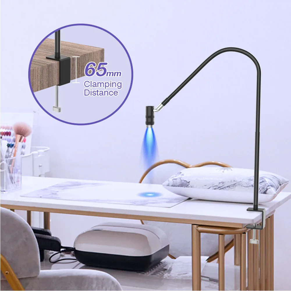 UV Lash Light for Light Curing UV Eyelash Glue LED Eyelash Extensions Nail Tech Glue Lamp Adjustable Wattage Flexible Gooseneck