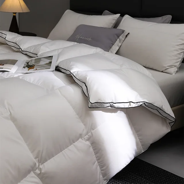 Couette en duvet d'oie pleine grandeur : 95% duvet d'oie blanc, lit simple de luxe, 200 x 220 cm 6