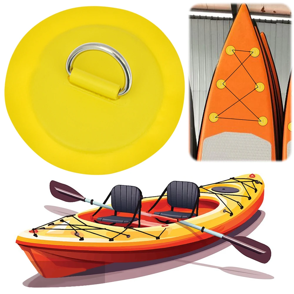 1-5Pcs Surfboard 8cm D-Ring Patch Boat Kayaking SUP D Ring PVC Patch Deck Rigging Rope Ring Buckle Inflatable Boat Accessories