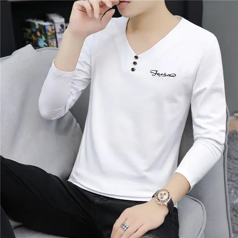 thumbnail image 1 of Sudaderas 100℅ Camiseta de algodón para hombre Tendencias de moda 2024 Jerseys para hombre Otoño coreano Manga larga Harajuku Social Normal Tops, 1 of 5