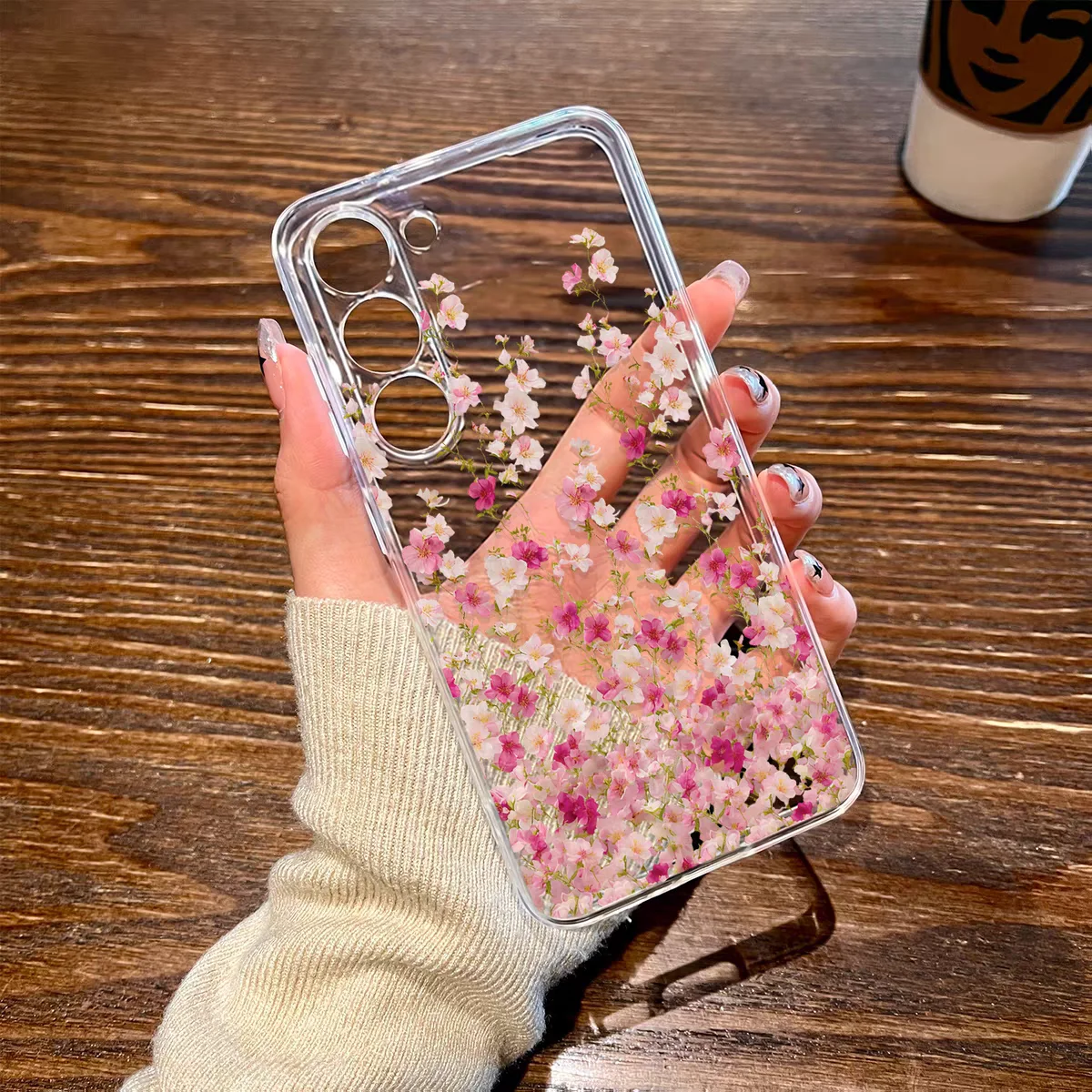 Floral Pattern Clear Soft Silicone Daily Use Phone Case