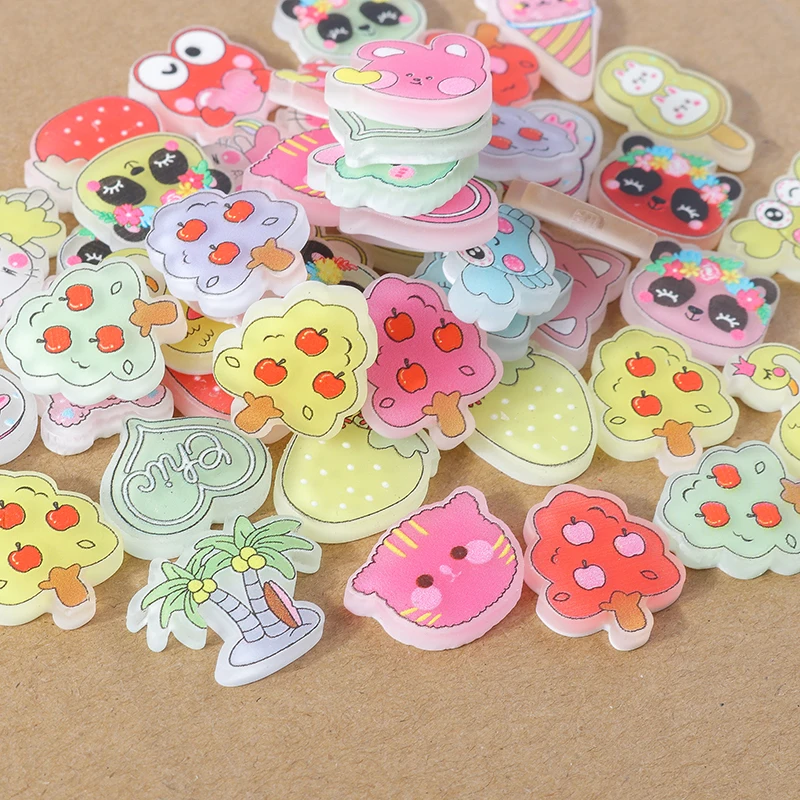 15 stücke Mix Cute Panda Obst Tiere Pflanzen Flatback Harz Cabochon Verzierungen DIY Scrapbooking für Mädchen Haarnadel Brosche Geschenke – Detail 5