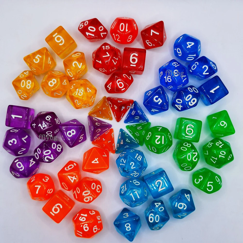 DND Dice Set Pouch Random Color Polyhedral Transparent Effect for DND RPG Role Playing Table Game Board Props 140/105/70Pcs acrylic dice game dice dice set