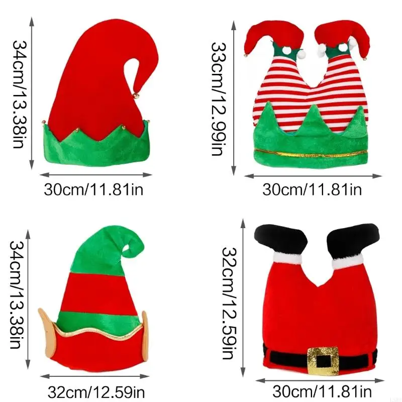 Christmas Santa Elf Pants Hat Lovely Headwear for Memorable & JoyfulParties L5BE