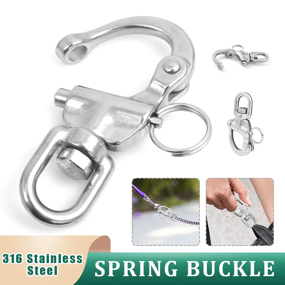 1 * Swivel With Snap Shackle Panic Hook 70mm Eye Fork 316 Stainless Steel
