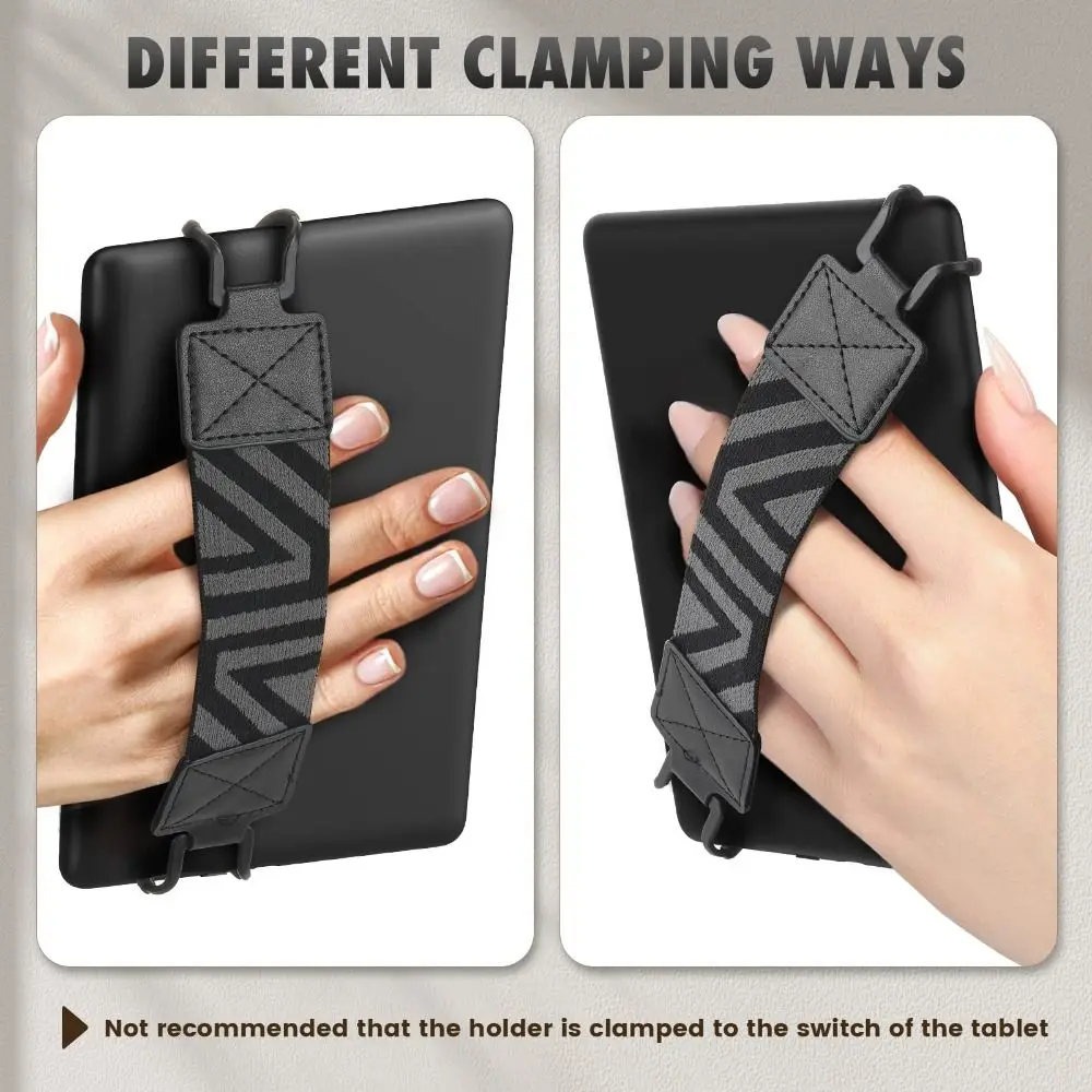 PU Leather eReader Secure Hand Strap Versatile Finger Grip Holder for Kindle/Kobo/Voyaga/Lenovo/Sony 6-8" E-Book Tablet