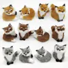 Simulation Mini Squatting Squirrel Model Cute Imitation Fox Ornaments Children Birthday Gifts Home Decor Plush Figures Craft 4