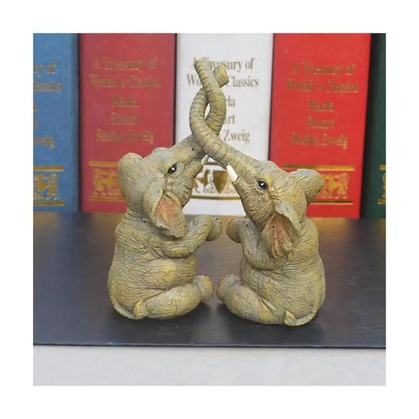 1 Pair Elephant Couple Figurine Elephant Couple Statue Elephant Ornaments For Home Deskpot Cupboard Props Decor Accessories