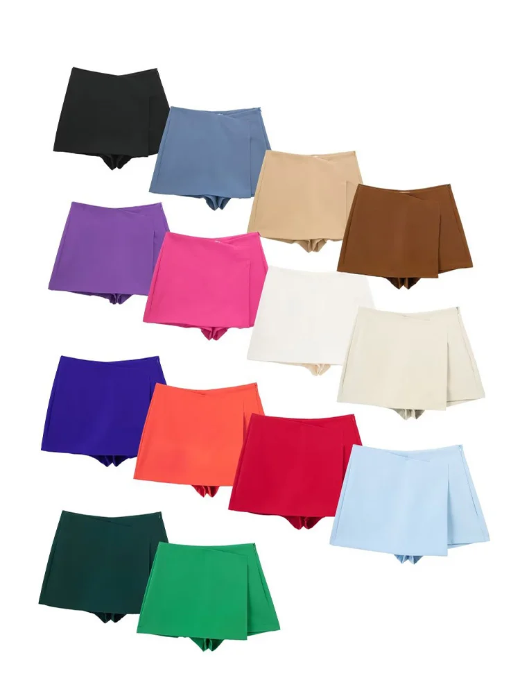 

Women Fashion Solid Side Zipper Skirts Shorts Vintage High Waist Female Chic Lady Shorts