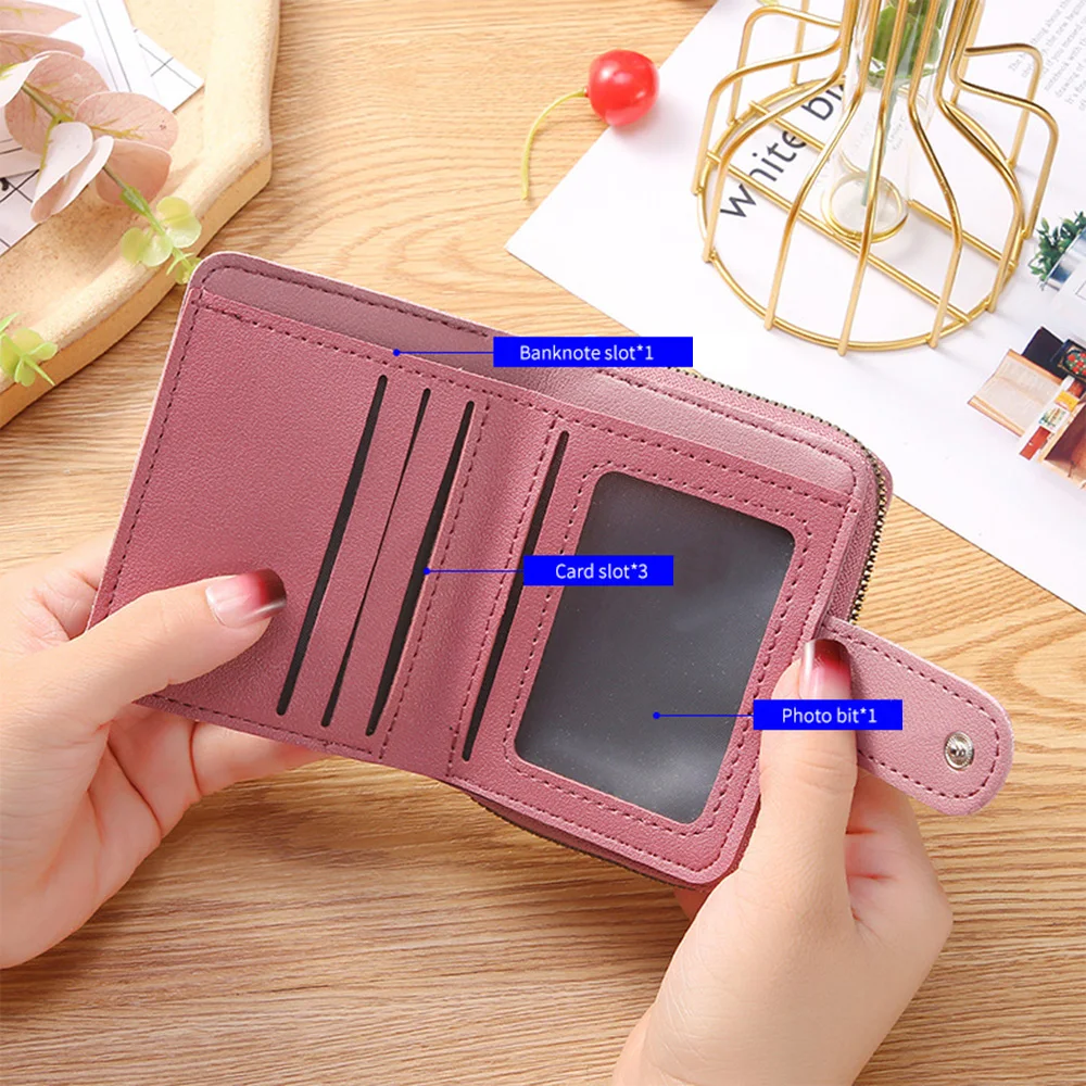 Short Wallet For Women 2023 Fashion Simple New Large Capacity Versatile Heart Color Clutch Zipper Buckle Coin Purse Female Bag 5