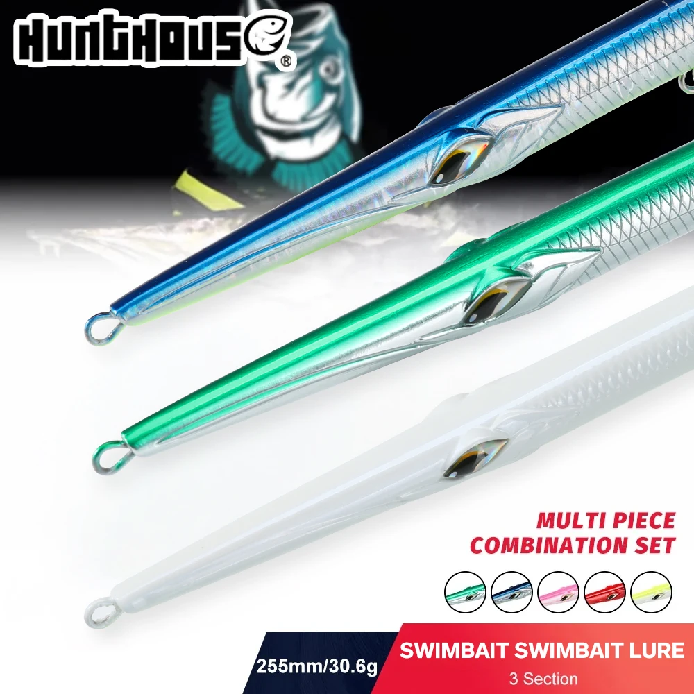 Hunthouse 3PCS Swimbait 255 Pencil Fishing Lure 255mm/30,6g 3-teiliger Hardbait, sinkend, Salzwasser, für Seebarsch, Fischgerät