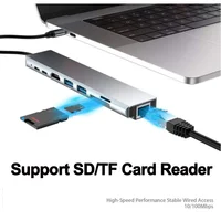 8 In 1 Type C 3.1 Hub USB C to RJ45 USB 3.0 4K HDMI-Compatible SD/TF Card Reader USB-C PD Fast Charge Splitter for MacBook Pro - Image 5