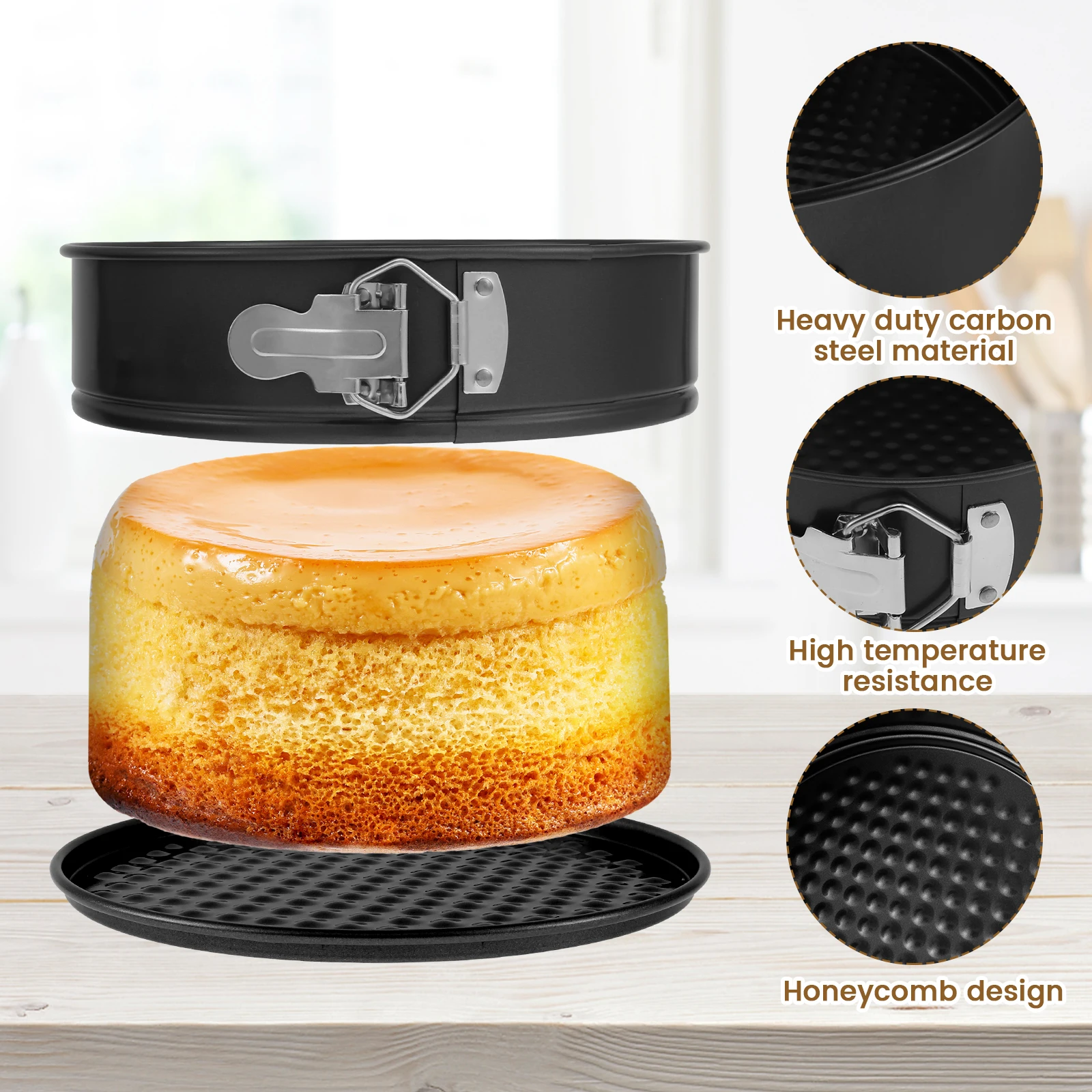 Cake Tin Set 6 PCS Springform with Removable Bottoms Cake Pan Set Non-Stick Coating Loose Base Baking Pan Tray cake mold baking pan baking pan tray