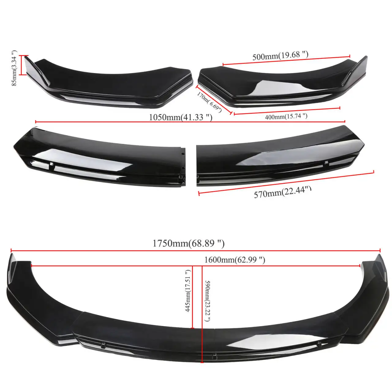 For Land Range Rover Sport 2014- Car Front Body Bumper Spolier Lip Chin Diffuser Splitter Air Dam Kit Protector Guard