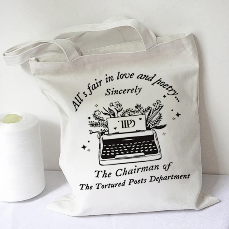 

TTPD All Fair In Love And Poetry Canvas Women Shoulder Bag School Shopping Bags Shopper Women Designer Bags Shopping Tote Casual