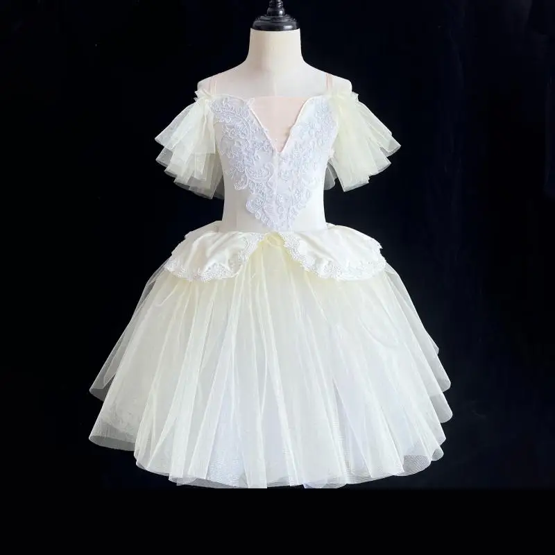 

2022 Children Long Tutu Ballet Dress Girls Professional Gymnastics Giselle Swan Lake Ballet Dance Ballerina Party Dress For Girl