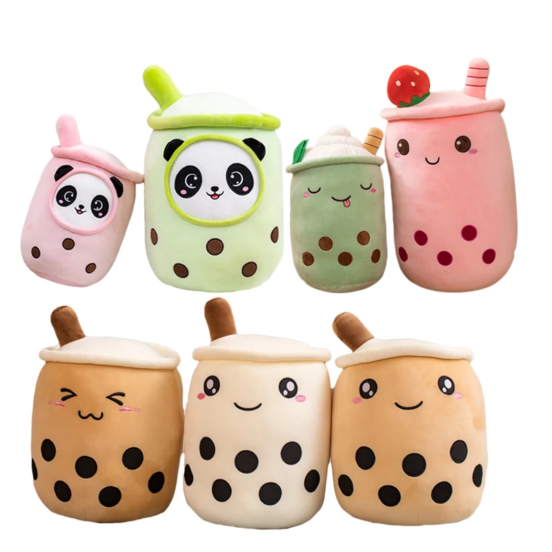 NEW Kawai Plush Milk Tea Cup Pillow Stuffed Food Fruit Boba Doll Ultrasoft Stuffed Animal Plush Tea Shop Kids Toys Birthday Gift fruit shop