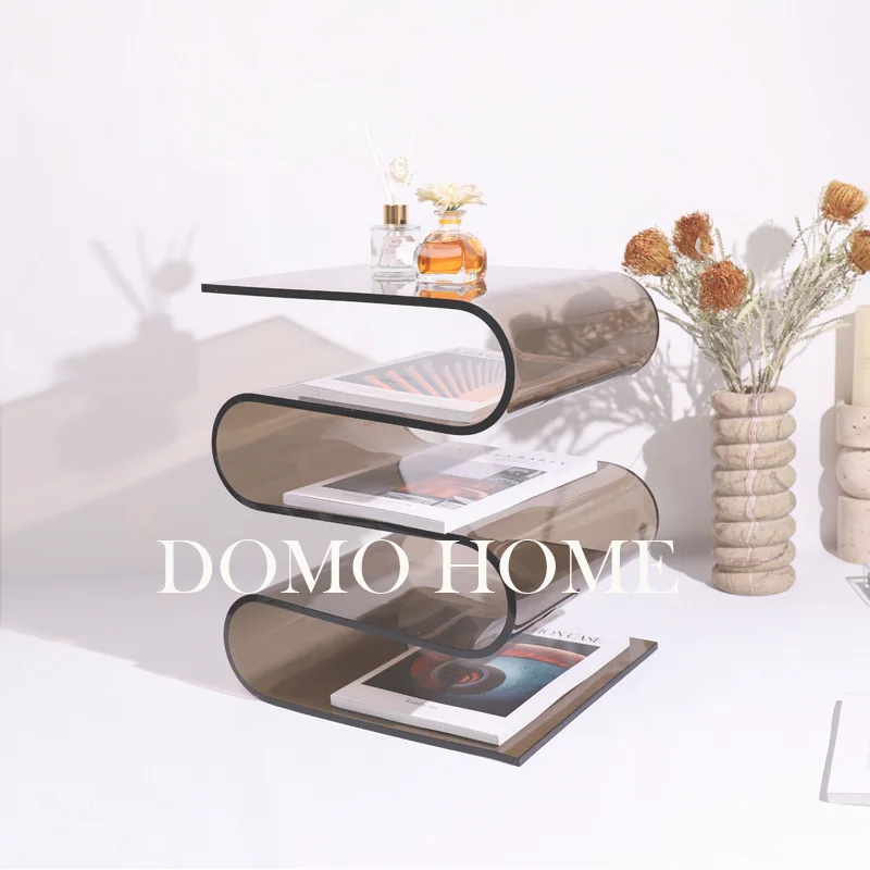 S-wave-shape-Transparent-Acrylic-Magazine-Rack-Minimalist-Floor-or ...
