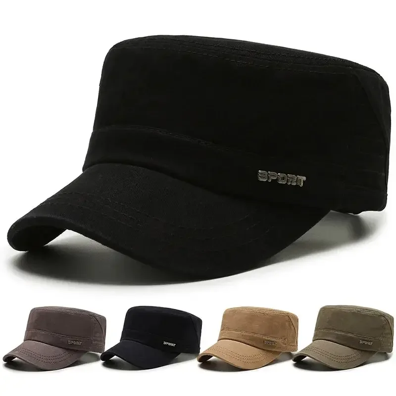 Hat Men's Flat Military Hat Is Simple And Versatile, Middle-Aged Spring And Autumn Duck Tongue Casual Fashion