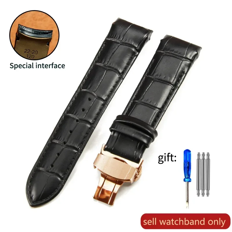 Premium Genuine Leather Watch Strap with Butterfly Clasp - Elegant Style in Multiple Widths