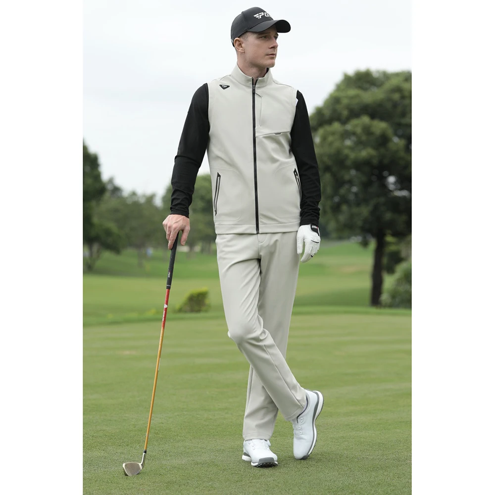 PGM Golf Vest Wind And Rain Proof Stand Collar Design Men's Coat Clothing Fall Winter Clothing Men's Knit Inside Jacket 골프웨어