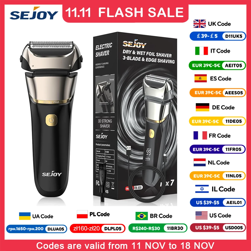 Mens Electric Razor Electric Foil Shavers Wet Dry Shaver Haircut Machine Beard Trimmer