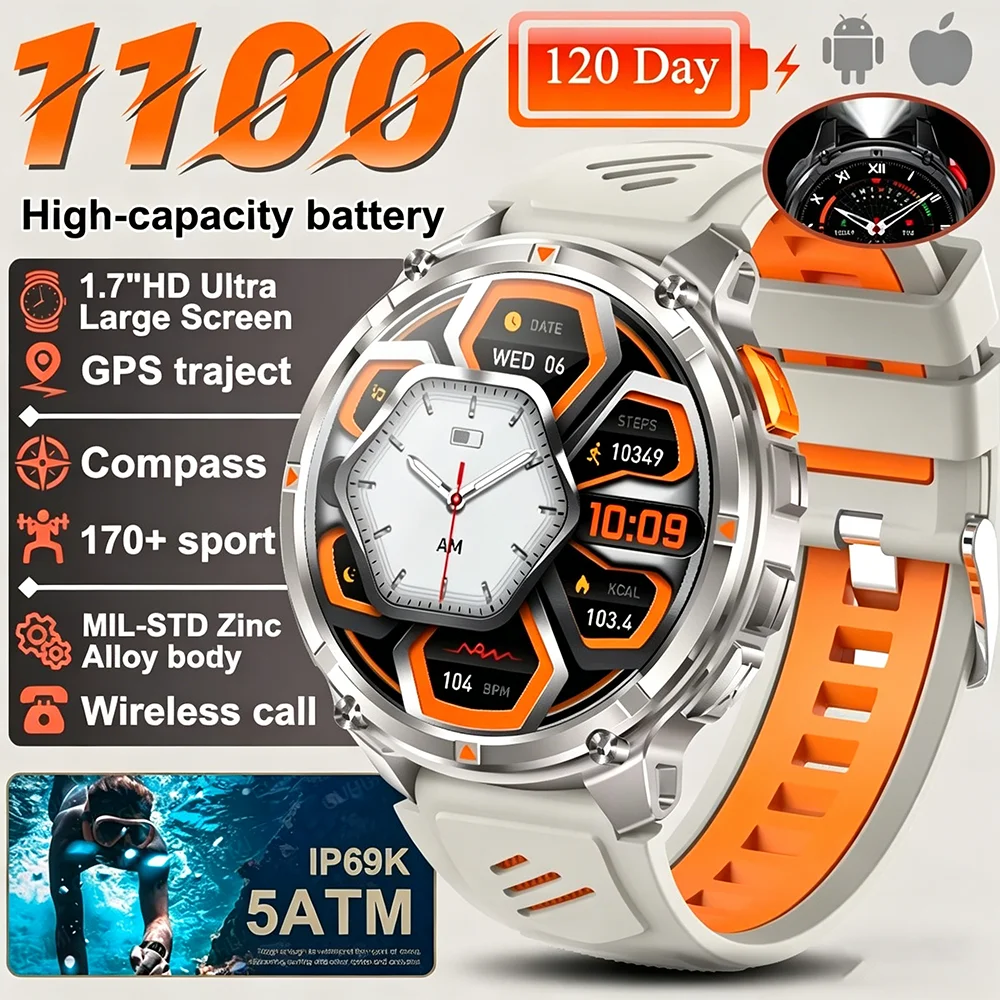 Enhanced Outdoor Sports Smartwatch with GPS & 5ATM Waterproof Rating