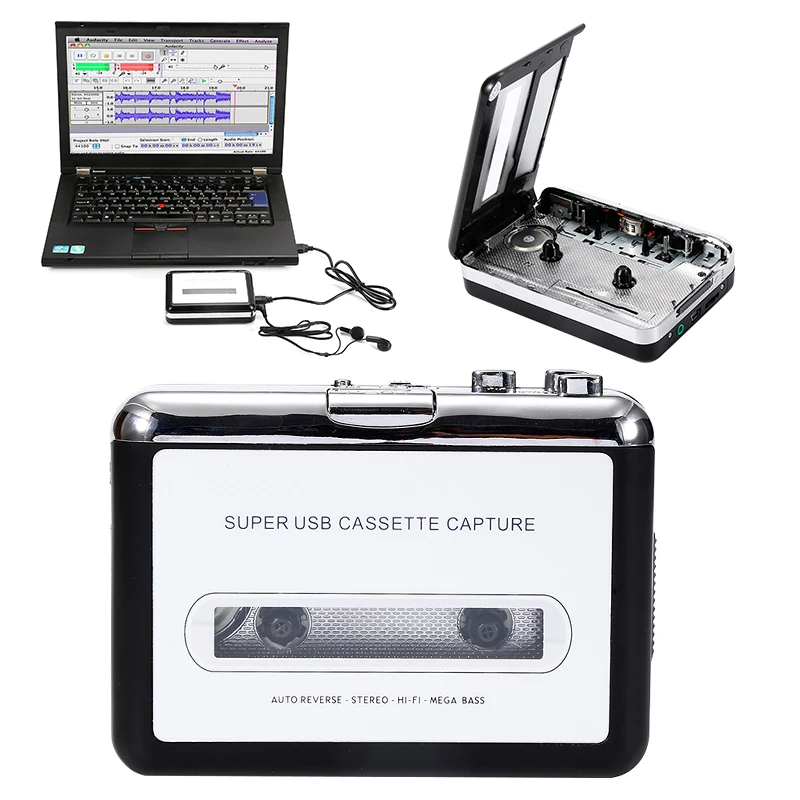 USB Cassette Converter Cassette Tape to MP3/WAV Digital Audio Music Player Rechargable Cassette