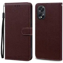 Leather Flip Wallet Phone Case with Silicone Cover - Elegant Design for Oppo A38 4G CPH2579 (Coffee)