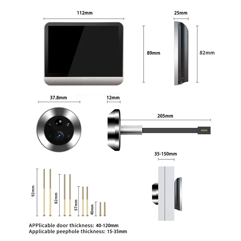 Tuya 4.3 palec WIFI kukátko 3MP chytrá život dveře kamera noc PIR telefon bezdrátový security-protection pro chytrá domácí