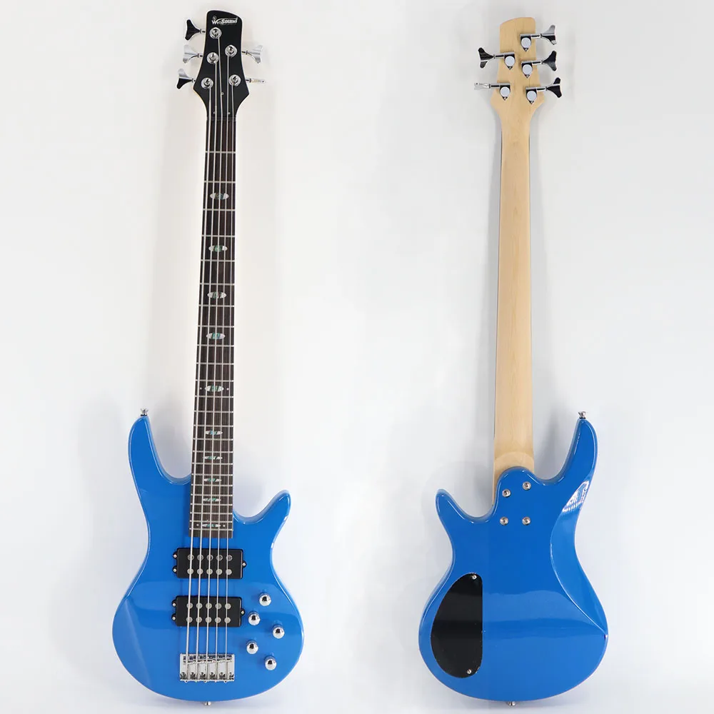 BlueMahoganyWoodBassGuitarHumbuckerAmplificadorbaixoeltrico