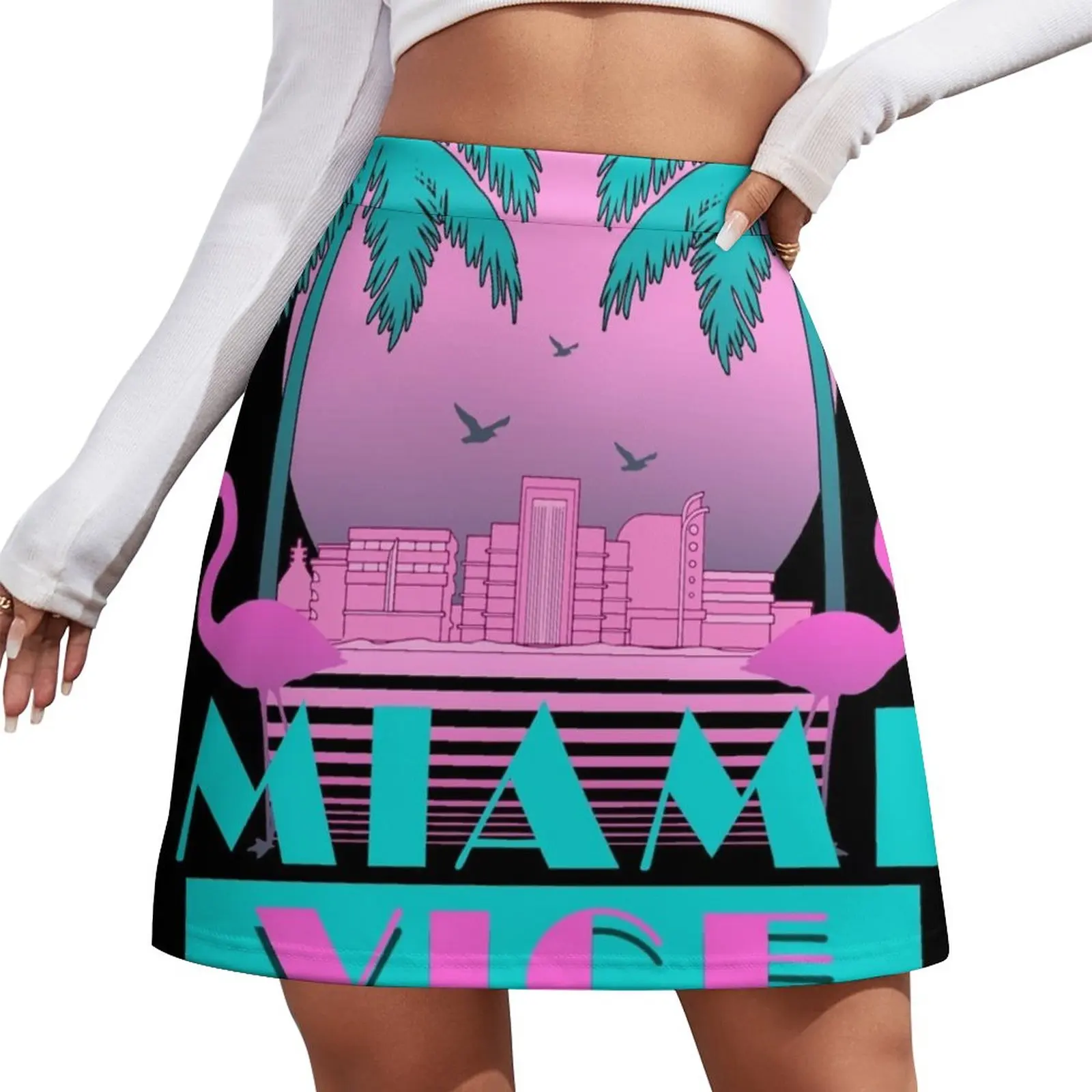 Miami Vice - Retro 80s Design Mini Skirt Woman skirts skirt skirt elegant social women's skirts midi skirt for women inherent vice