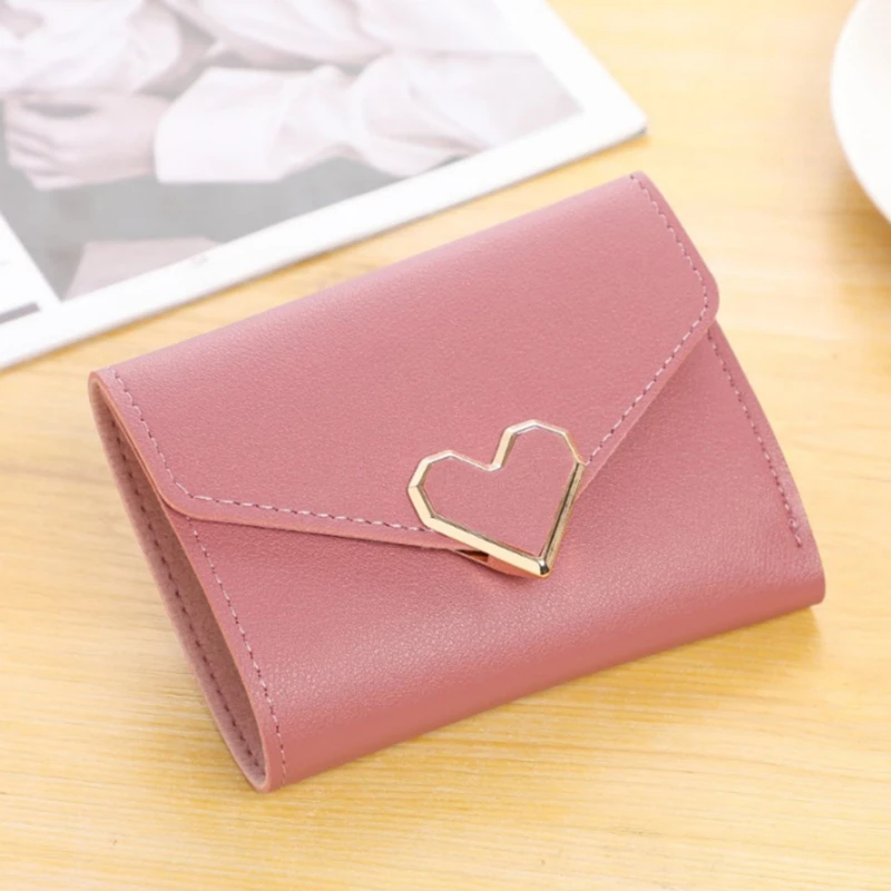 Women Wallet Heart Hasp Short Wallet Coin Pouch Solid Color Large Capacity Credit Card Holder Card Wallets Student Coin Purse women wallet coin purse wallet coin purse women coin purse credit card holder card wallet women purse