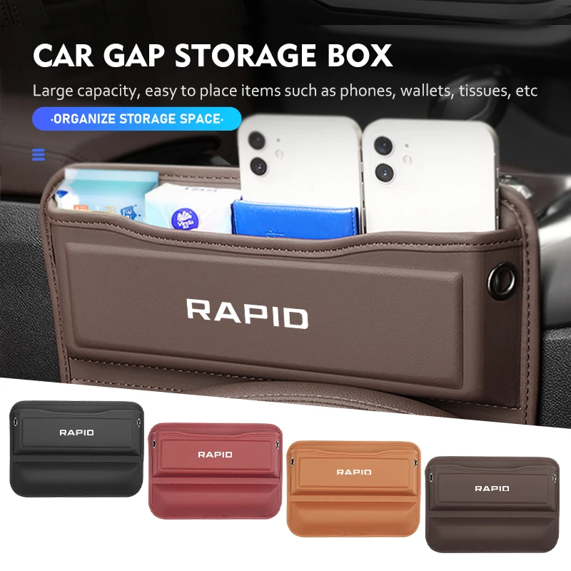 Seggiolino Auto In Pelle Gap Organizer Console Tasca Laterale Scatola Di Immagazzinaggio Per Skoda Rapid Mk3 Derivative Visions Yeti Scala Enyaq-Iv