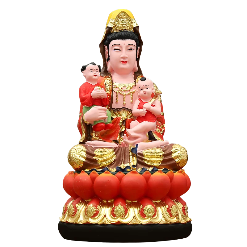 

New Songzi Avalokitesvara Mother Buddha Statue Gift Home Ornaments Resin Fiberglass Material Buddha Utensils Guanyin Bodhisattva