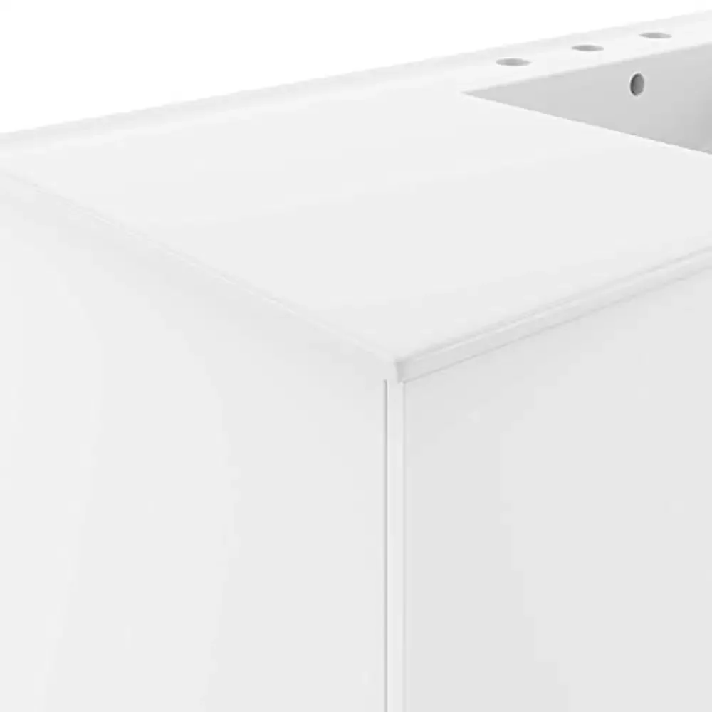 48" Modern White Bathroom Vanity with Ceramic Sink Durable Wood Construction Wall-Mount Design Two Drawers and Soft-Close Doors 4