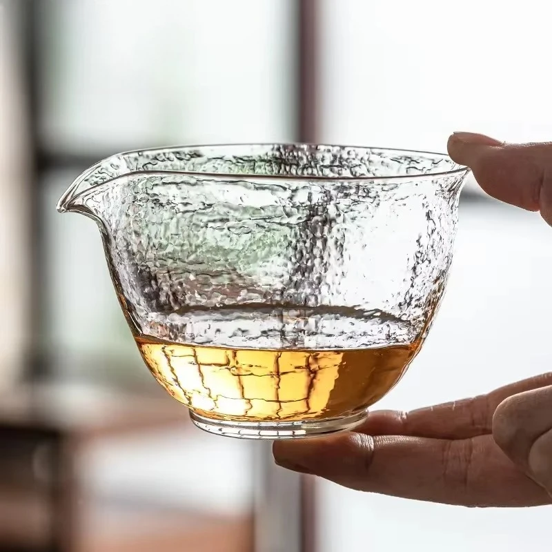 Moon Glass Transparent Tea Dispenser Hammer Pattern Tea Sea Single Chahai Glass Chinese Utensils