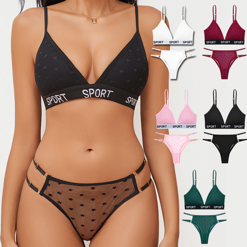 FINETOO 2Pcs/Set New Sexy Lace Lingerie Set Women's Underwear Transparent Bra Party Sets Lace Lingerie Bra Set Underwear Set S-L