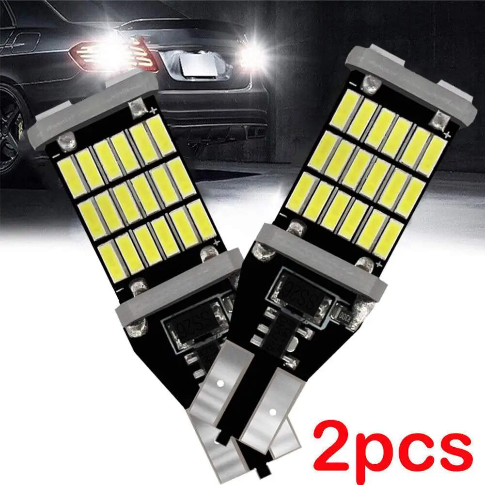 2pcs T15 4014 45chips W16W 921 912 LED 백업 라이트 예비 램프 슈퍼 브라이트 1200LM 자동차 반전 조명 화이트 교체
