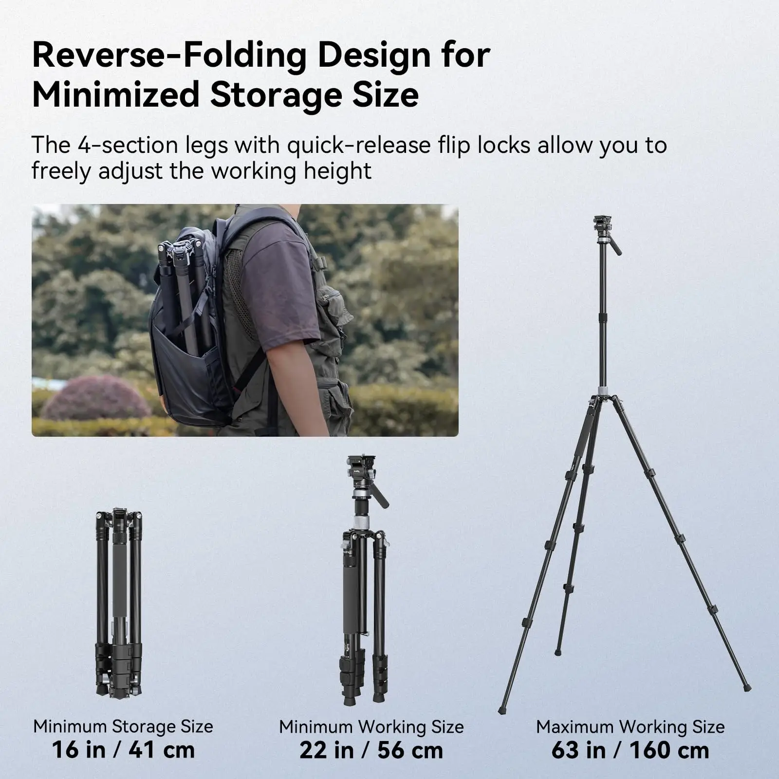 Travel Video Tripod Kit Lightweight Tripods with 360° Video Head for Arca-Swiss