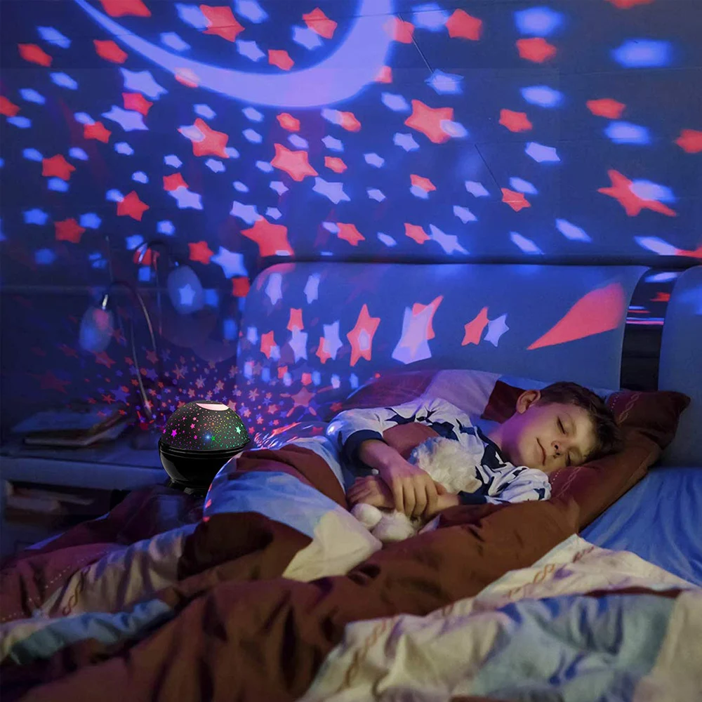Star Projector Night Light Lamp Fun Gifts for Girls and Boys Rotating Star Sky Moon LED Lights Projector for Kids Bedroom Decor 2