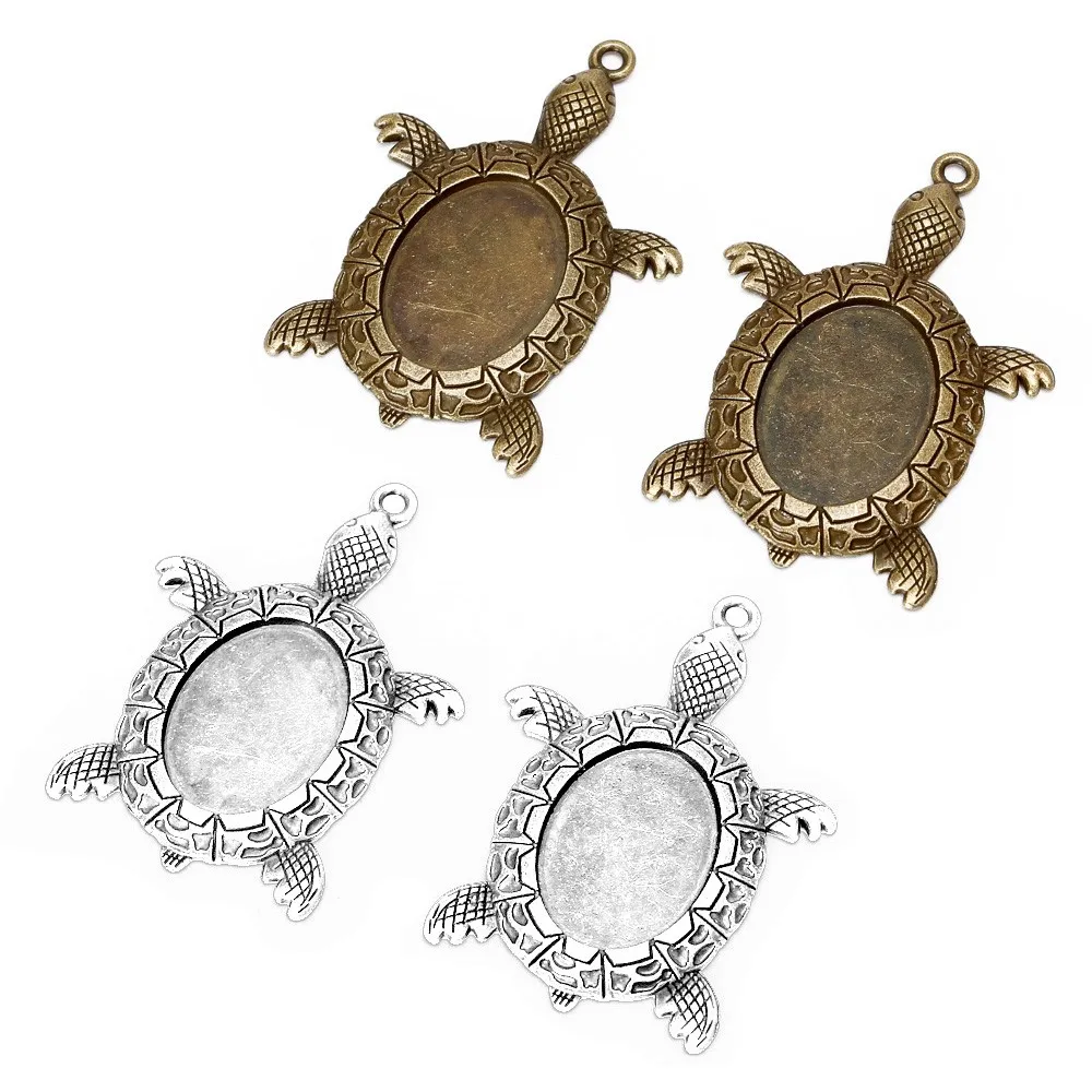 

10pcs/Lot Turtle Blank Cabochon Base Pendant For DIY Necklacea Keychains Charms Jewelry Making Accessories Supplies Materials