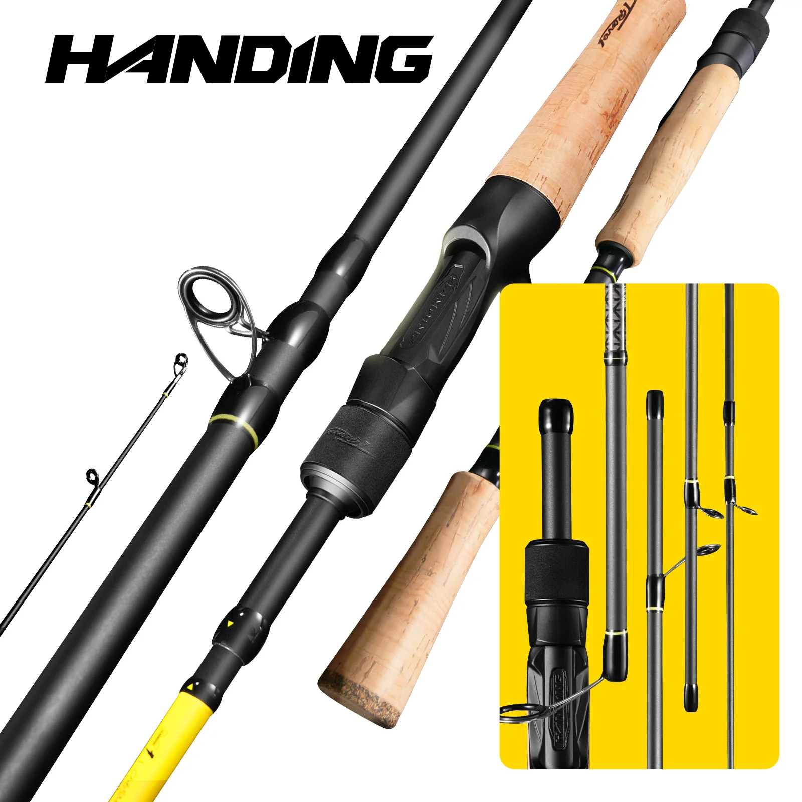 Canne voyage 40-43cm 5-6 sections HANDING - Canne portable rapide avec anneaux Seaguide pour pêche nomade