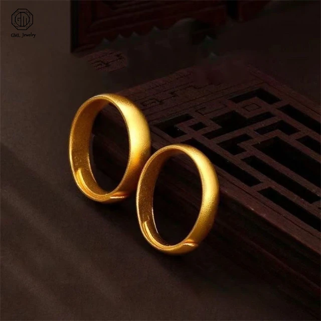 Sand Gold Adjustable Ring Matte Wide Band Openable Fade Resistant Unisex Couple Jewelry Solid Minimalist Gift 1